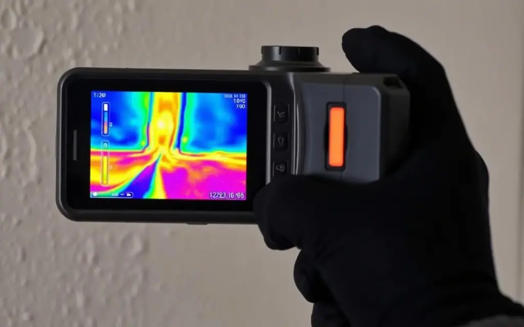 Recherche de fuite à la caméra thermique sur un mur